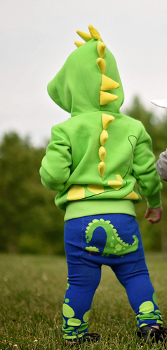 Dino Green Hoodie with Yellow Spikes